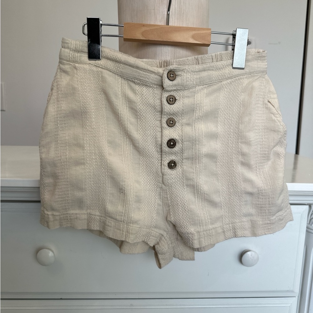 Free People Textured Button-Front Shorts Size- S
